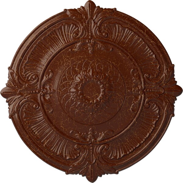 Ekena Millwork Attica Ceiling Medallion (Canopies up to 3 3/4"), 39 1/2"OD x 2 1/2"P, Burnished Mahogany Crackle CM39ATBMC - main